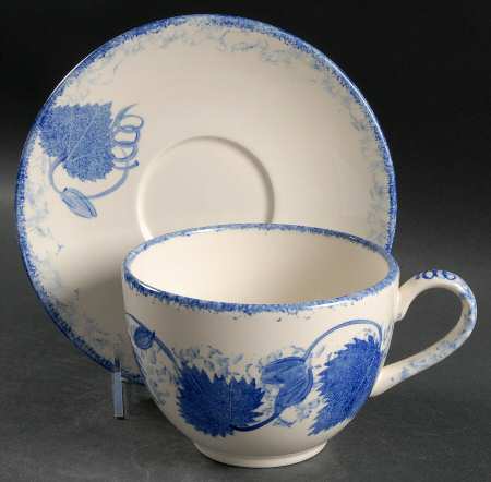 Blue Leaf Jumbo Cup & Saucer Set