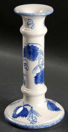 Blue Leaf 8" Tall Candlestick