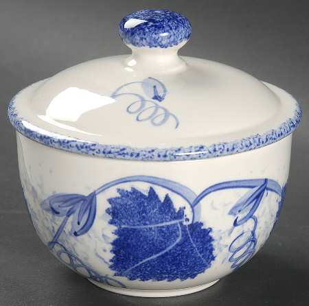 Blue Leaf Sugar Bowl & Lid