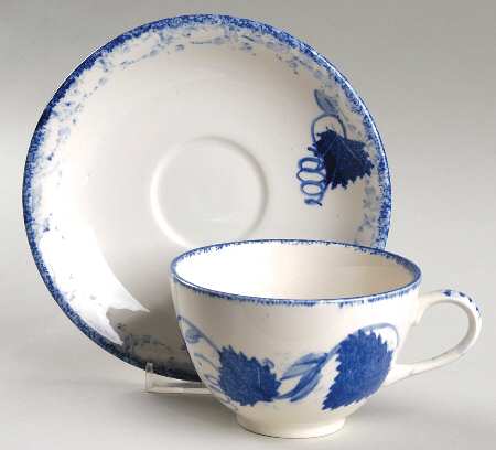 Blue Leaf Breakfast Cup & Saucer Set