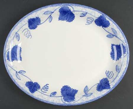 Blue Leaf 14" Oval Serving Platter