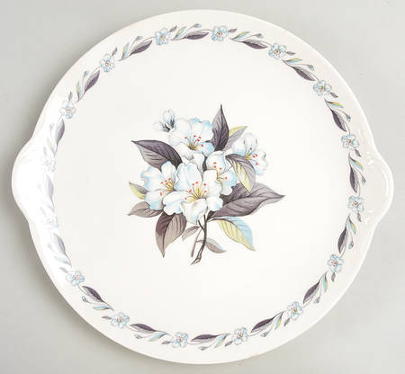 Blue Azalea Handled Cake Plate