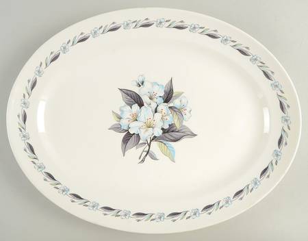 Blue Azalea 15" Oval Serving Platter