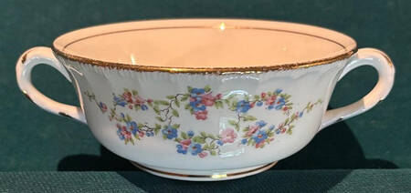 Blue Belle Footed Cream Soup Bowl