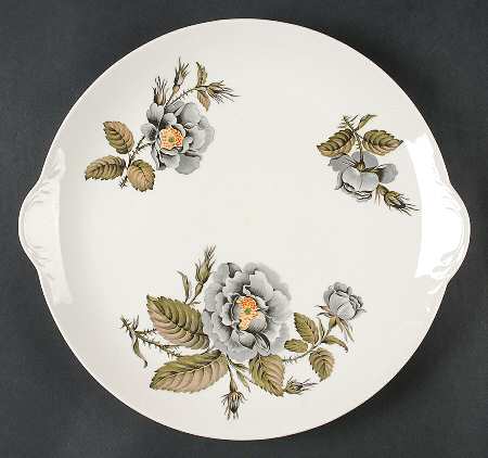 Black Rose Handled Cake Plate