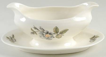 Black Rose Gravy Boat with Attached Underplate