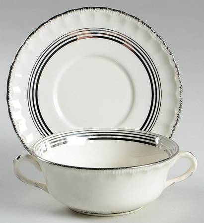 Estella Footed Cream Soup Bowl & Saucer Set