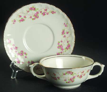 Florence (Scalloped Edge) Footed Cream Soup Bowl & Saucer Set