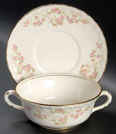 Florence (Scalloped Edge) Footed Cream Soup Bowl & Saucer Set
