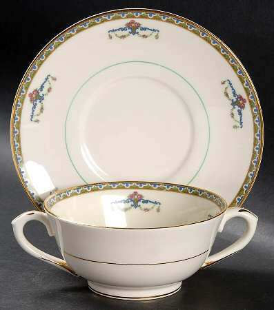 Melrose Footed Cream Soup Bowl & Saucer Set
