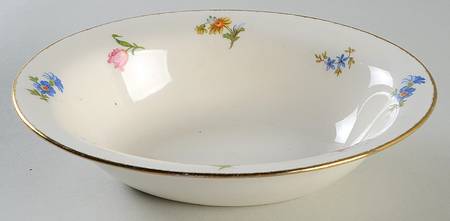 Pinafore (Brushed Gold Trim) 7" Oval Vegetable Bowl