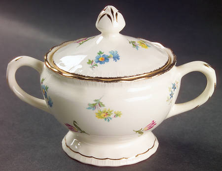 Pinafore (Brushed Gold Trim) Sugar Bowl & Lid