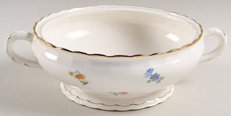 Pinafore (Brushed Gold Trim) Round Vegetable No Lid