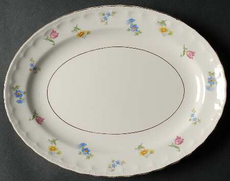 Pinafore (Brushed Gold Trim) 11" Oval Serving Platter