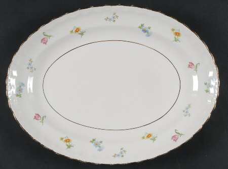 Pinafore (Brushed Gold Trim) 13" Oval Serving Platter