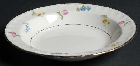 Pinafore (Brushed Gold Trim) Rim Soup Bowl