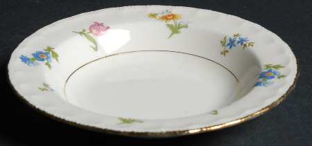 Pinafore (Brushed Gold Trim) Rim Fruit/Dessert (Sauce) Bowl