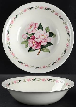 Pink Peony 9" Round Vegetable Bowl