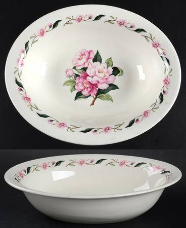 Pink Peony 9" Oval Vegetable Bowl