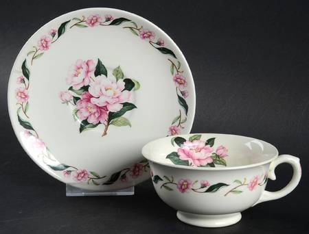 Pink Peony Footed Cup & Saucer Set