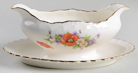 Poppy Gravy Boat with Attached Underplate