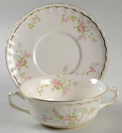 Princess Footed Cream Soup Bowl & Saucer Set