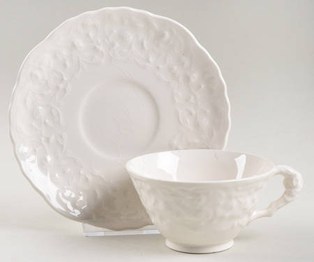 Rose Point Footed Cup & Saucer Set