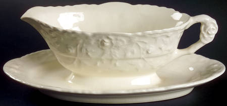 Rose Point Gravy Boat with Attached Underplate