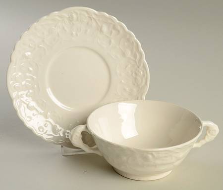 Rose Point Flat Cream Soup Bowl & Saucer Set