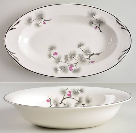 Silver Pine 10" Oval Vegetable Bowl