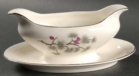 Silver Pine Gravy Boat with Attached Underplate