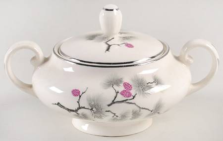 Silver Pine Sugar Bowl & Lid