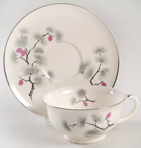 Silver Pine Footed Cup & Saucer Set