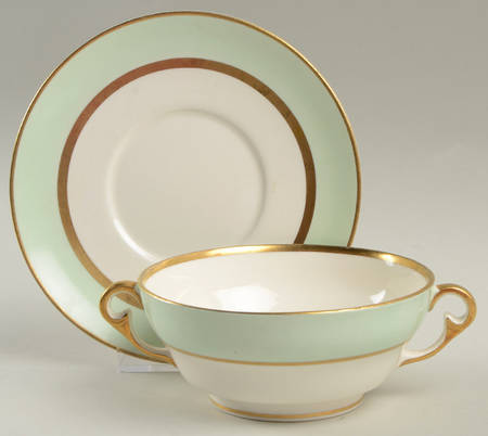 Spring Footed Cream Soup Bowl & Saucer Set