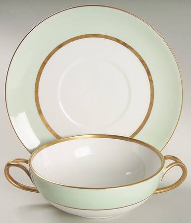 Spring Footed Cream Soup Bowl & Saucer Set