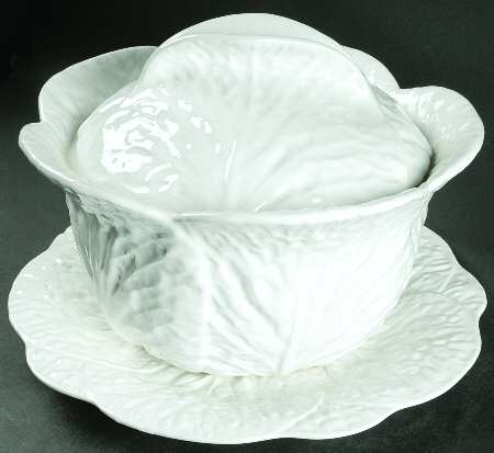 Cabbage White Tureen & Lid w/Underplate