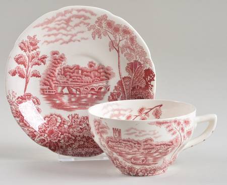 Thames Pink Footed Cup & Saucer Set