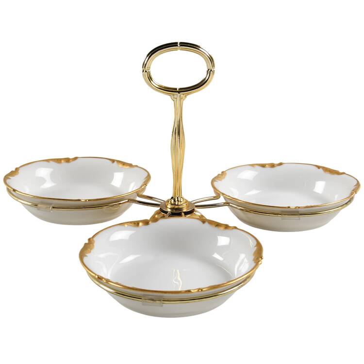 POY40 7" x 12" 3-Part Relish & Metal Stand (FR) HC