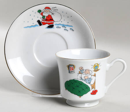 Happy Holiday Footed Cup & Saucer Set