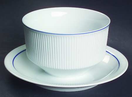 Blue Line Gravy Boat with Attached Underplate