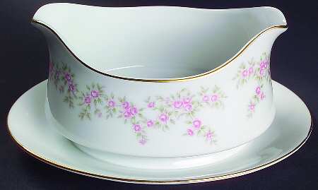 April Rose Gravy Boat with Attached Underplate