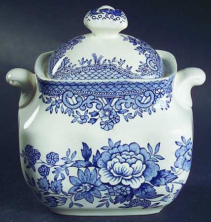 Asiatic Pheasants Blue Sugar Bowl & Lid
