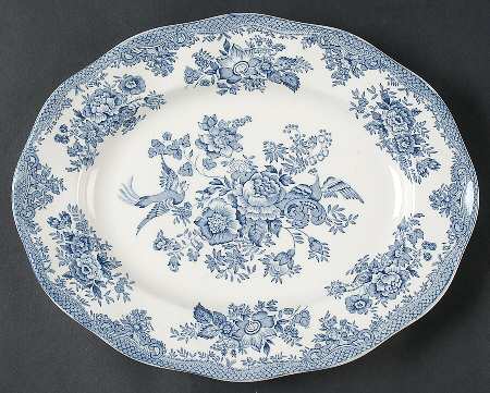 Asiatic Pheasants Blue 12" Oval Serving Platter