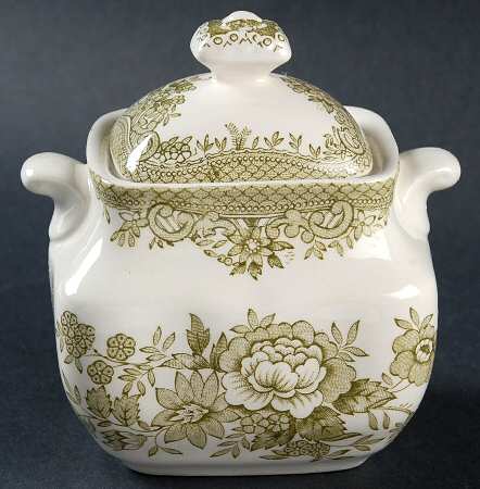 Asiatic Pheasants Green Sugar Bowl & Lid