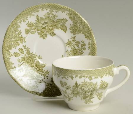 Asiatic Pheasants Green Flat Cup & Saucer Set