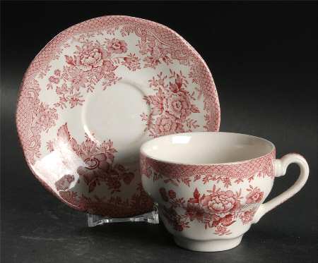 Asiatic Pheasants Red Flat Cup & Saucer Set