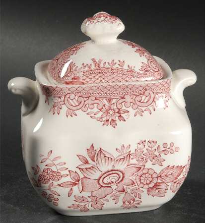 Asiatic Pheasants Red Sugar Bowl & Lid