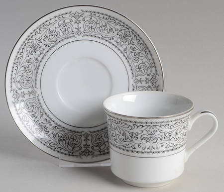 London Terrace (Platinum) Flat Cup & Saucer Set