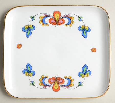 Farmer's Rose (Rim, Gold Trim) 6" Rectangular Serving Platter