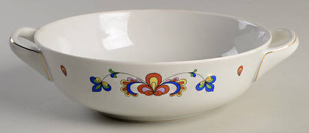 Farmer's Rose (Rim, Gold Trim) Round Vegetable No Lid